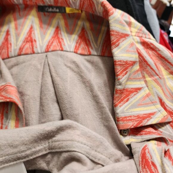 Cabela's shirt geometric striped button up flannel Western Southwest Cowgirl L - Picture 5 of 6